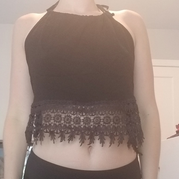Halter Top with Lace Detail - Picture 3 of 3